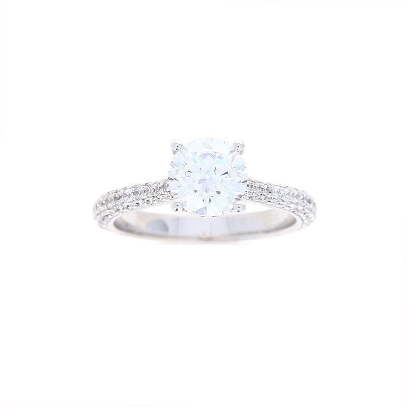 Ladies 18kt White Gold Round Diamond Engagement Ring Sample Setting By Simon G