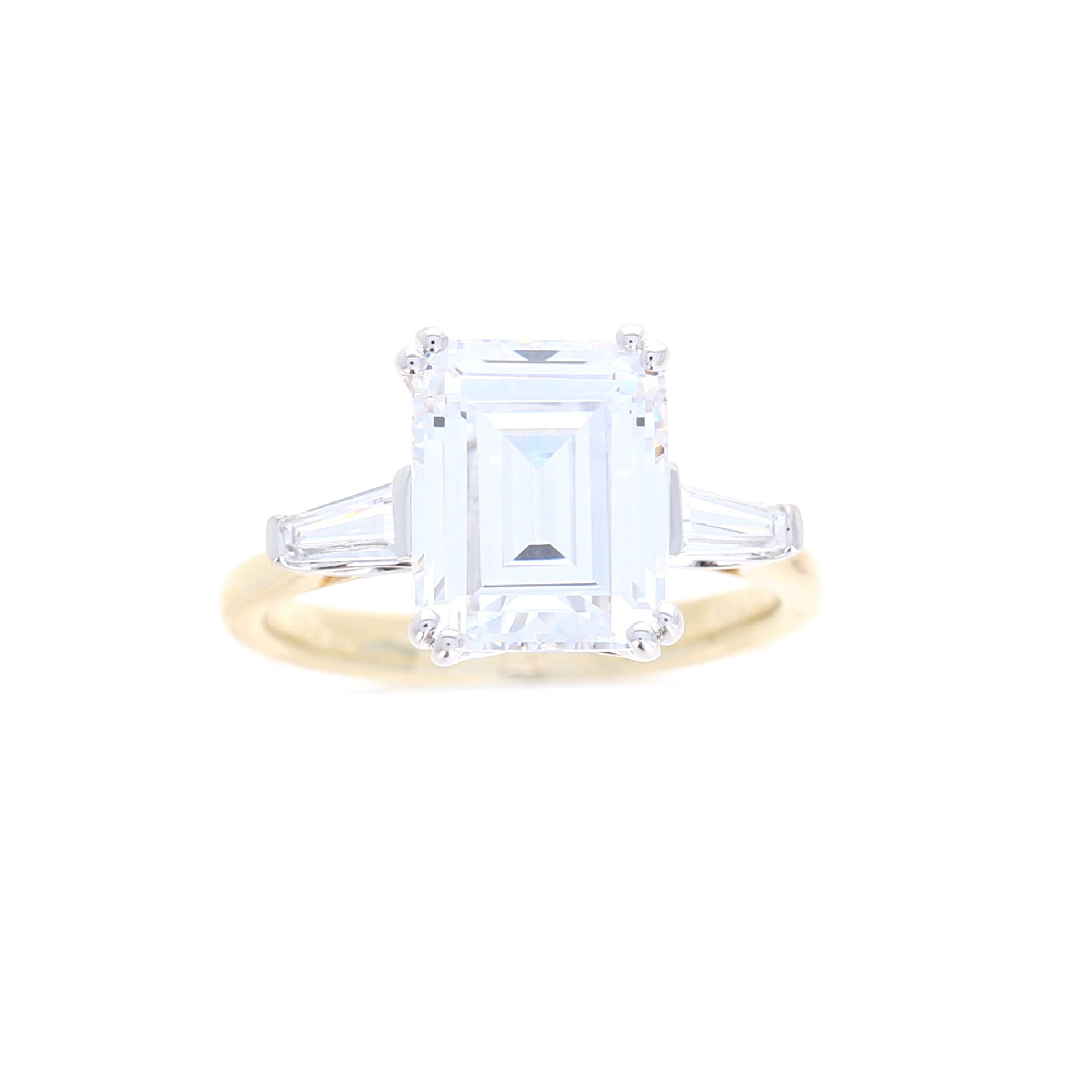Ladies 14kt Yellow and White Gold Emerald Cut Diamond Engagement Ring Sample Setting