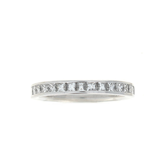 Ladies 14kt White Gold 1.01ct Princess Cut and 0.70cts Princess Diamond Engagement Ring with Band