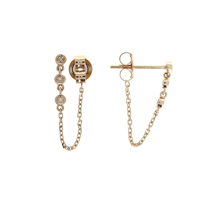 Ladies 14kt Yellow Gold 0.02cts Diamond Earrings