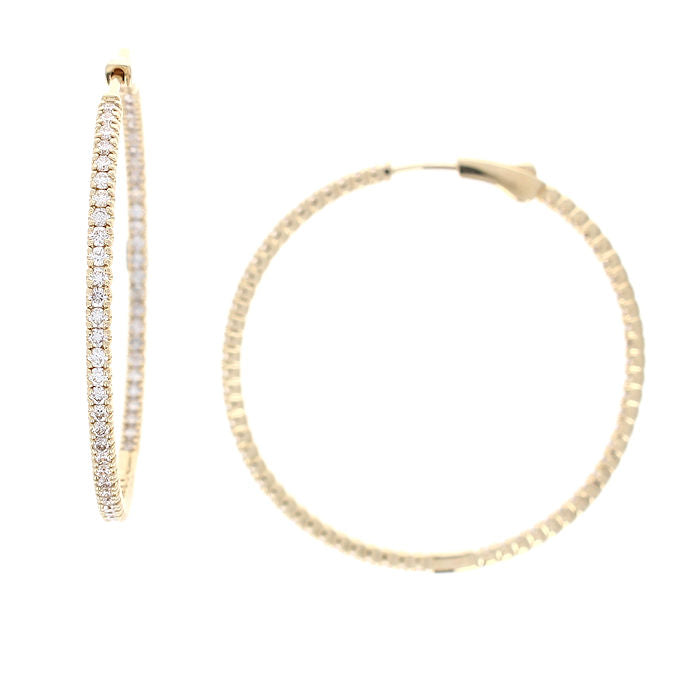 Ladies 14kt Yellow Gold 2.35cts Diamond Hoop Earrings