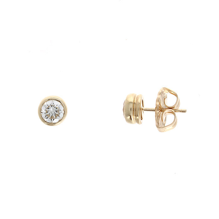 Ladies 14kt Yellow Gold 1.00cts Bezel Diamond Earrings