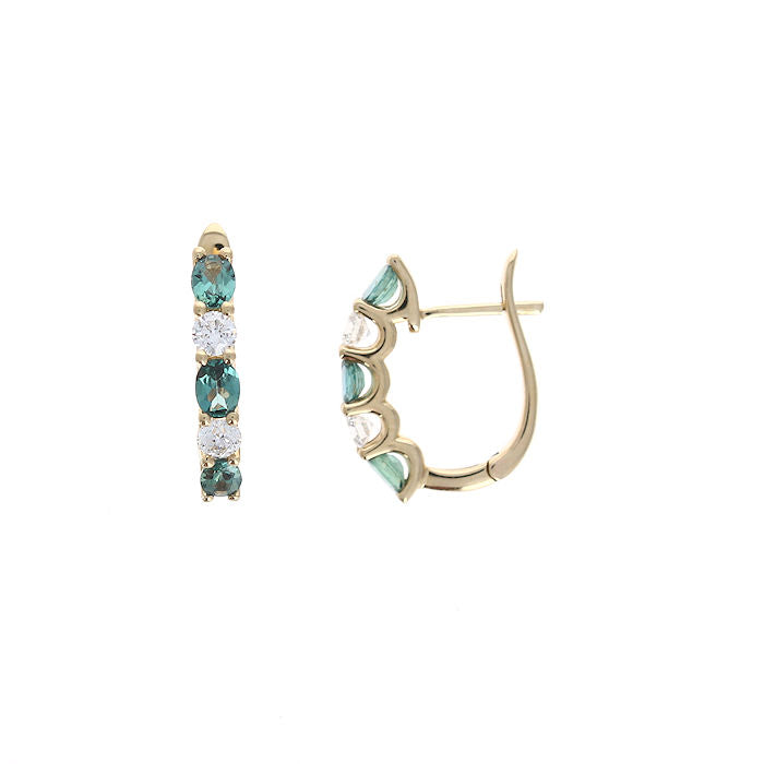 Ladies 14kt Yellow Gold 0.98cts Alexandrite and 0.45cts Diamond Earrings