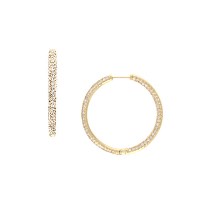 Ladies 14kt Yellow Gold 2.50cts Diamond Hoop Earrings