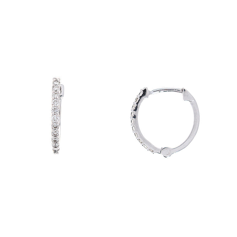Ladies 14kt White Gold 0.20cts Diamond Hoop Earrings