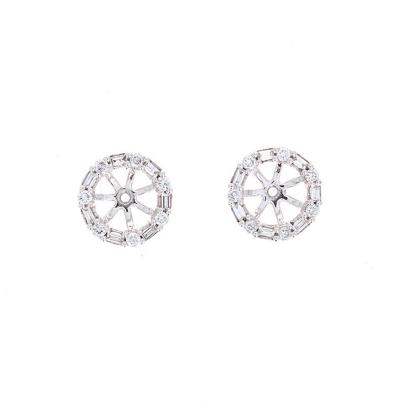 Ladies 14kt White Gold 0.35cts Baguette and Round Diamond Earring Jackets