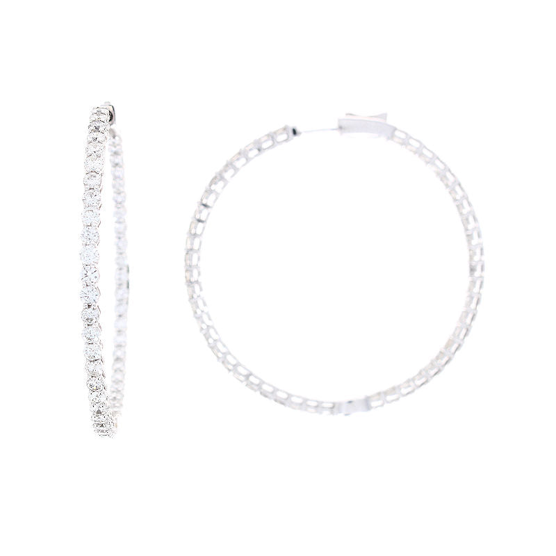 Ladies 14kt White Gold 5.00cts Diamond Hoop Earrings