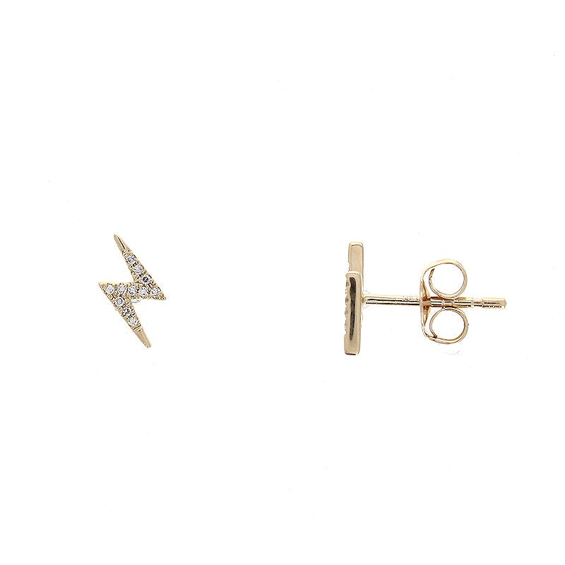 Ladies 14kt Yellow Gold 0.05cts Diamond Lightning Bolt Earrings
