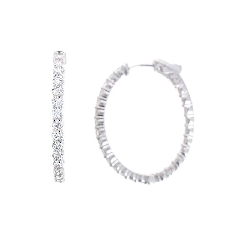 Ladies 14kt White Gold 3.05cts Diamond Hoop Earrings