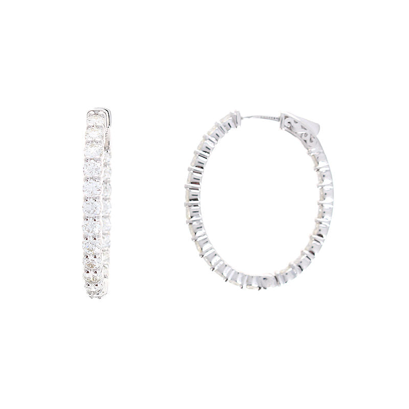 Ladies 14kt White Gold 4.24cts Diamond Hoop Earrings