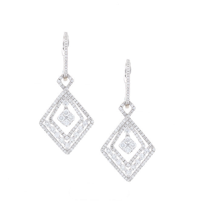 Ladies 18kt White Gold 1.46cts Diamond Earrings