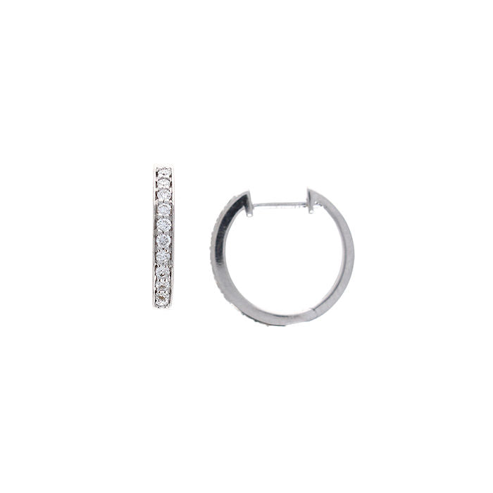 Ladies 14kt White Gold 0.25cts Diamond Hoop Earrings