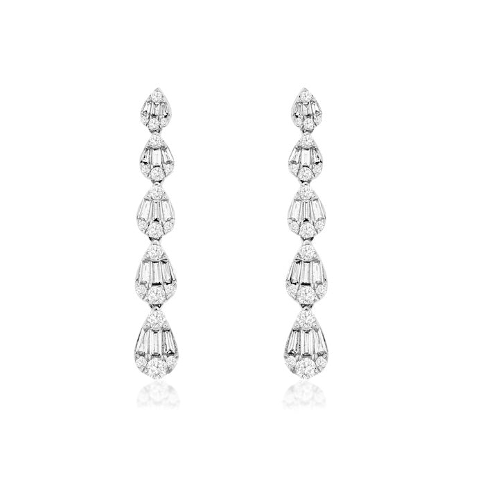 Ladies 14kt White Gold 1.12cts Diamond Drop Earrings
