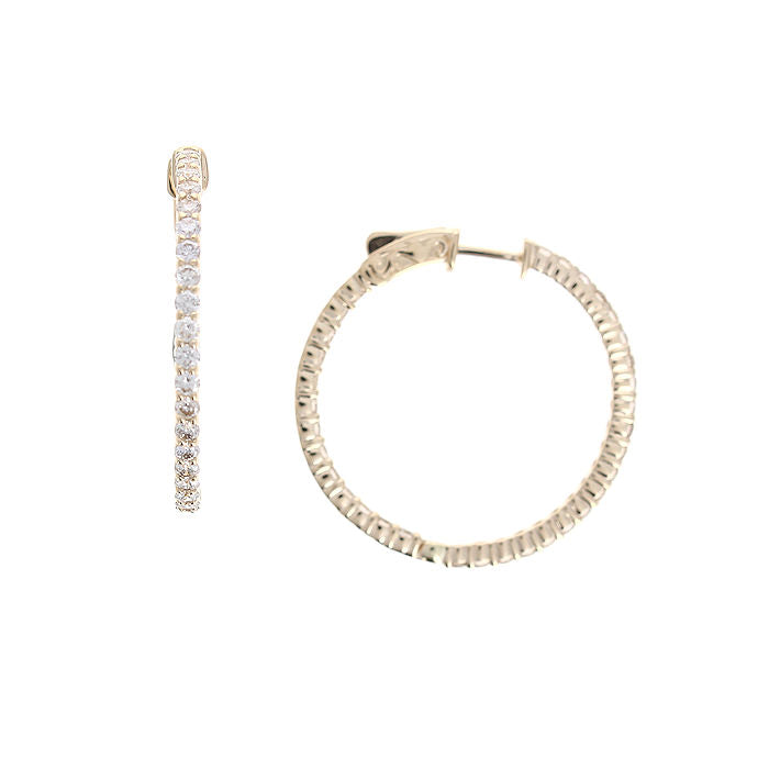 Ladies 14kt Yellow Gold 3.03cts Diamond Hoop Earrings