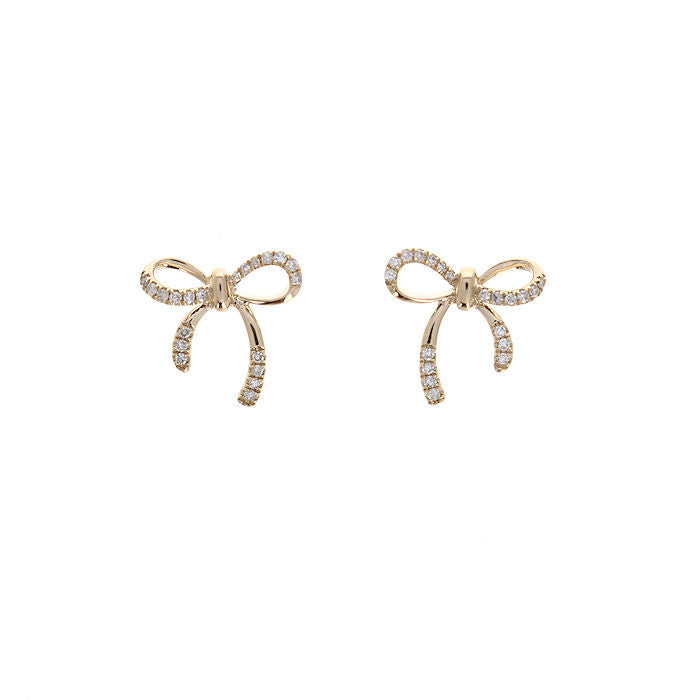 Ladies 14kt Yellow Gold 0.15cts Diamond Bow Earrings