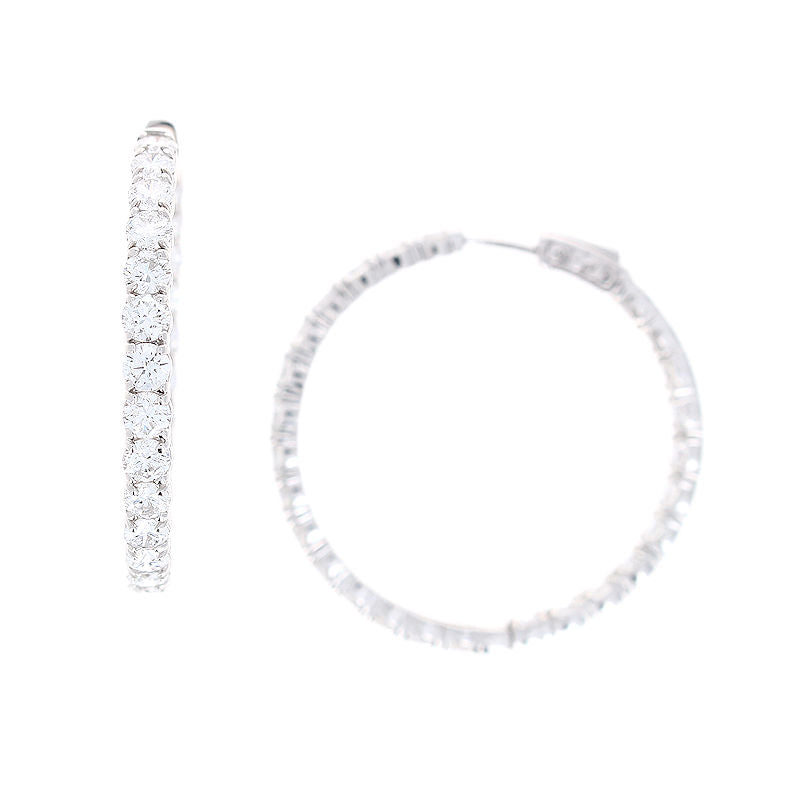 Ladies 14kt White Gold 8.58cts Lab Grown Diamond Hoop Earrings