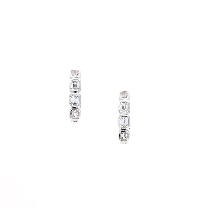 Ladies 14kt White Gold 0.85cts Diamond Hoop Earrings