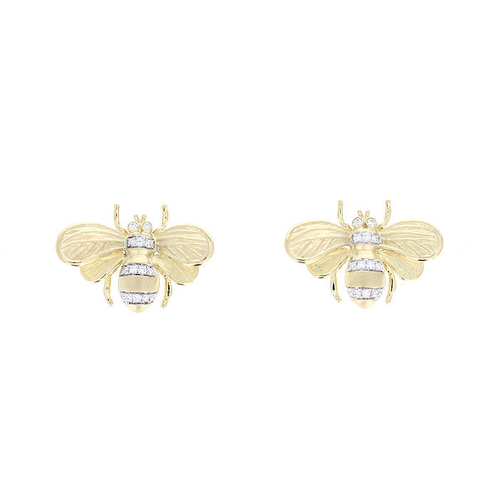 Ladies 18kt Yellow Gold 0.17cts Diamond Bumbe Bee Stud Earrings by Simon G
