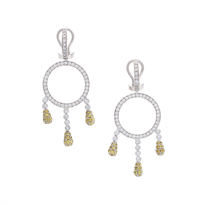 Ladies 18kt Yellow Gold 2.00cts Yellow Sapphire and 1.50cts Diamond Drop Earrings
