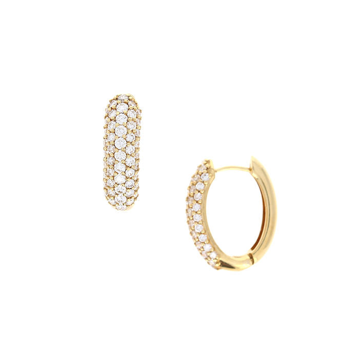 Ladies 14kt Yellow Gold 3.17cts Diamond Hoop Earrings