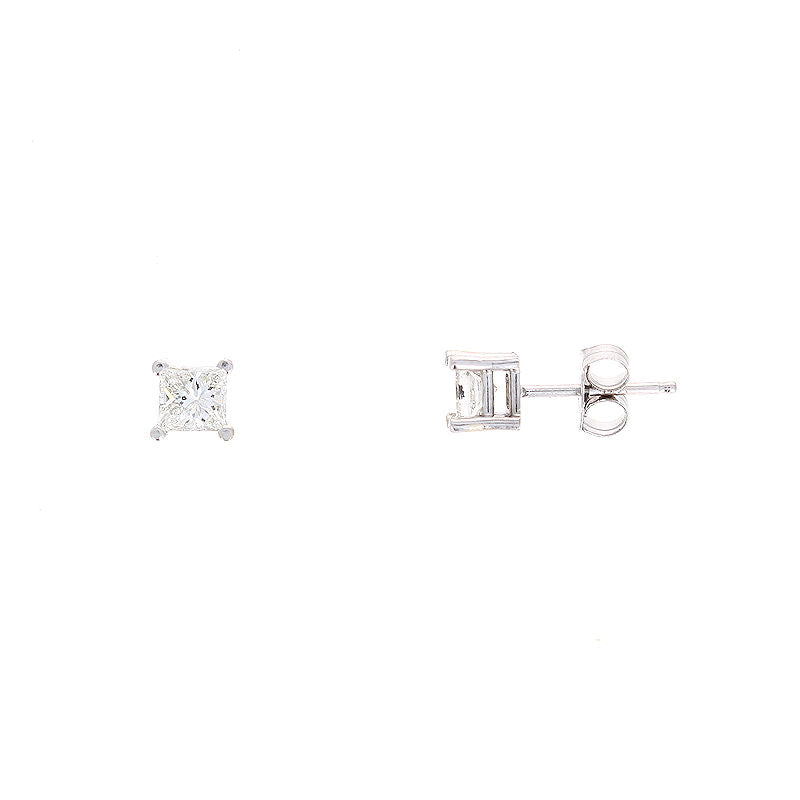 Ladies 14kt White Gold 0.60ct Princess Cut Diamond Earrings