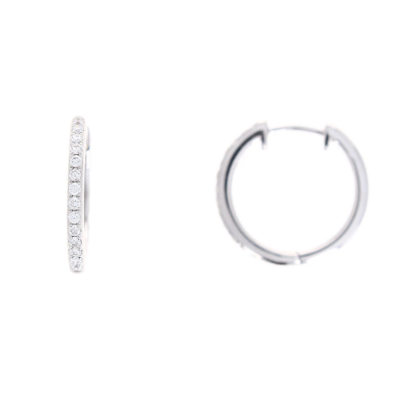 Ladies 14kt White Gold 0.30cts Diamond Hoop Earrings