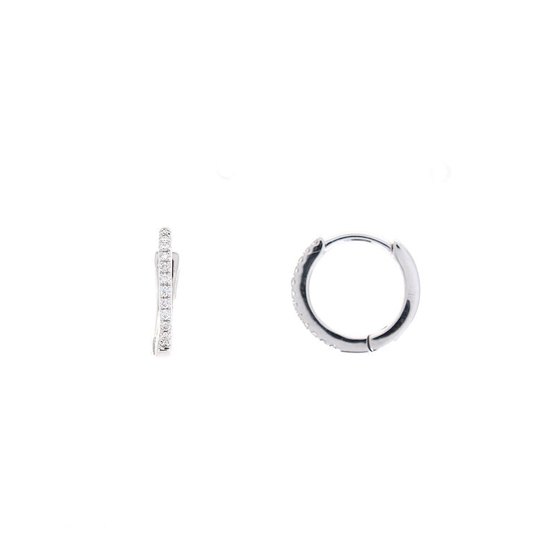 Ladies 14kt White Gold 0.07cts Diamond Hoop Earrings