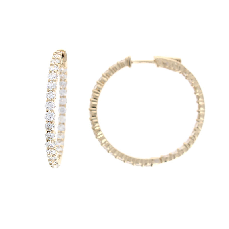 Ladies 14kt Yellow Gold 3.50 Diamond Hoop Earrings