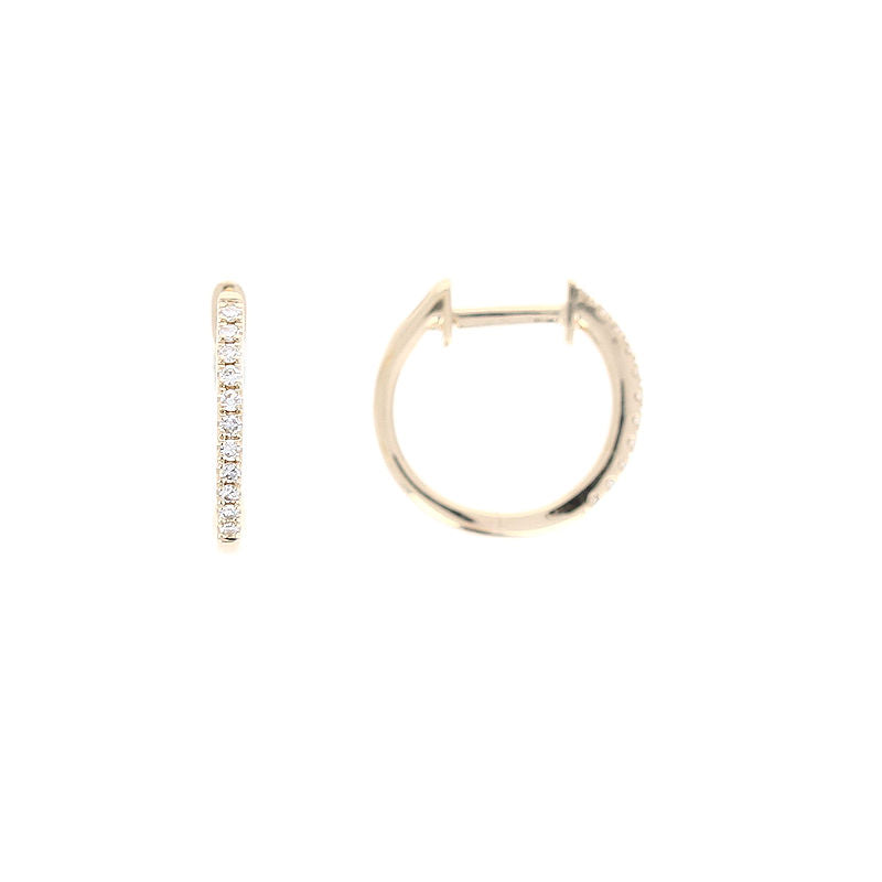Ladies 14kt Yellow Gold 0.07cts Diamond Huggie Hoop Earrings