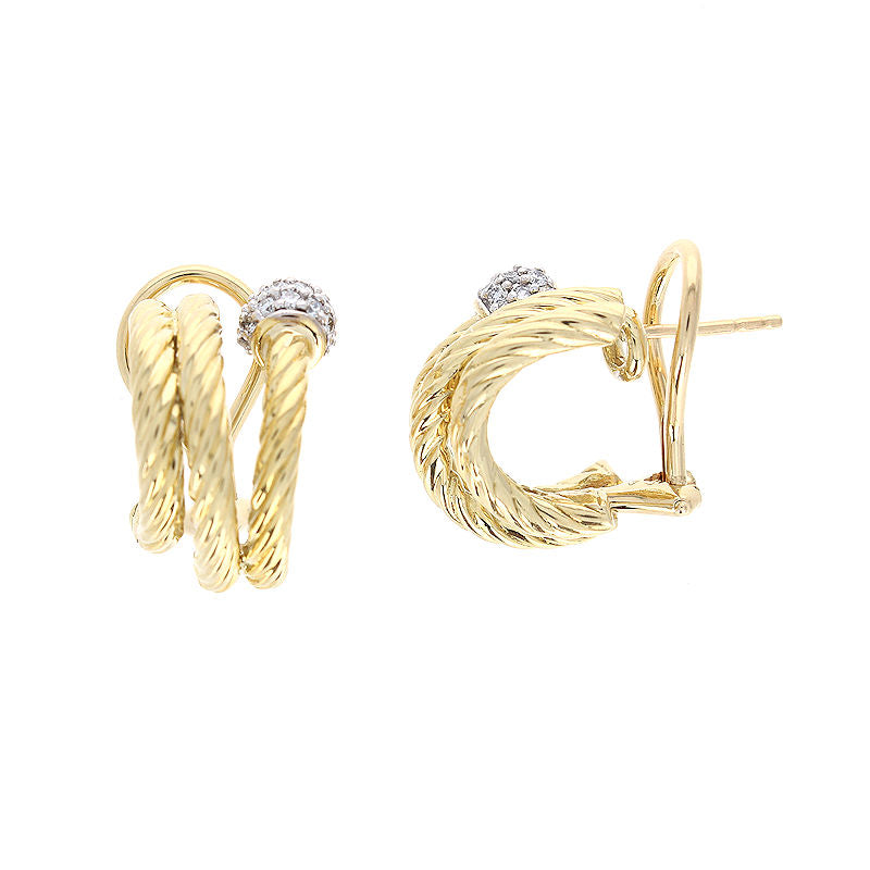 Ladies 18kt Yellow Gold 0.32cts Diamond Huggie Earrings by David Yurman