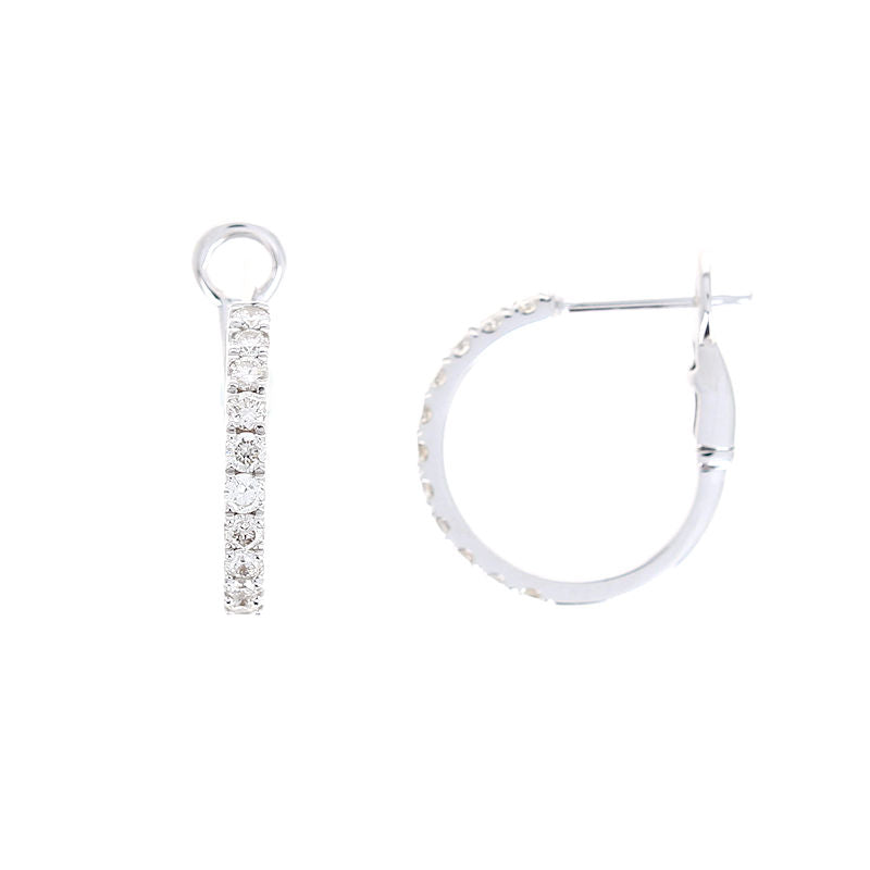 Ladies 14kt White Gold 0.45cts Diamond Hoop Earrings