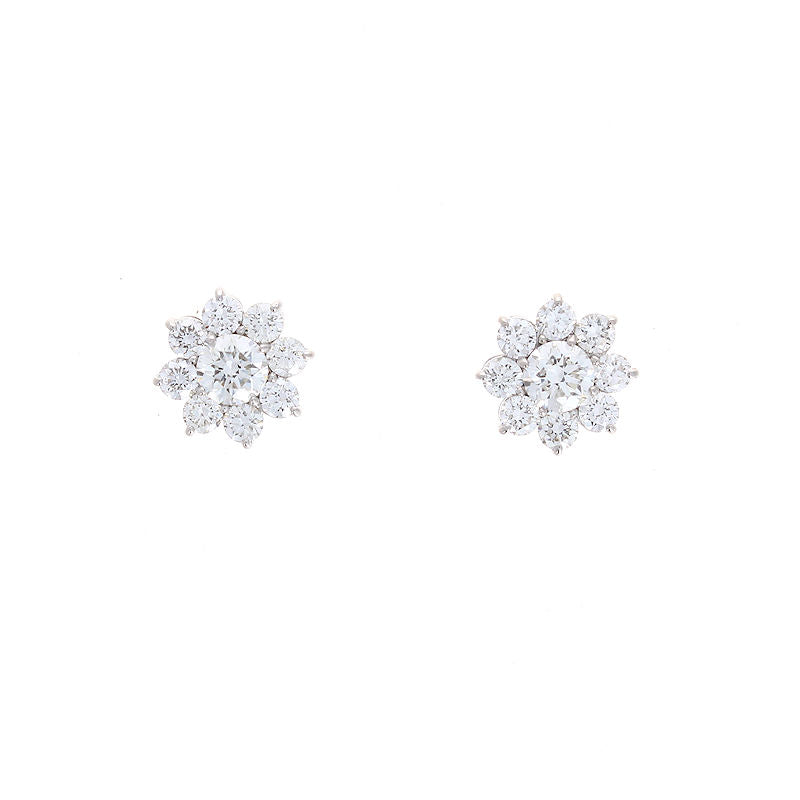 Ladies 14kt White Gold 1.09cts Diamond Floral Earrings