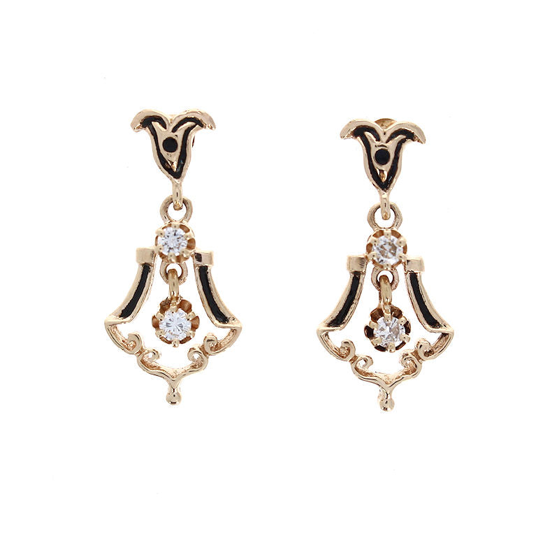 Ladies 14kt Yellow Gold 0.23cts Diamond Vintage Earrings