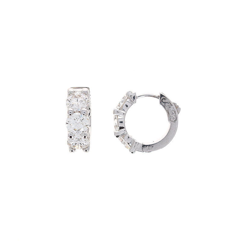 Ladies 14kt White Gold 4.23cts Diamond Huggie Earrings
