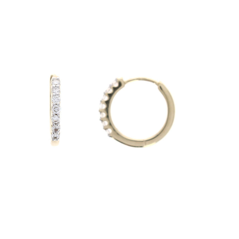 Ladies 14kt Yellow Gold 0.14cts Diamond Hoop Earrings