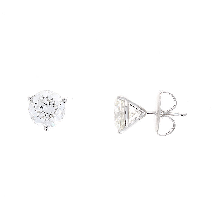 Ladies 14kt White Gold 3.01cts Diamond Stud Earrings