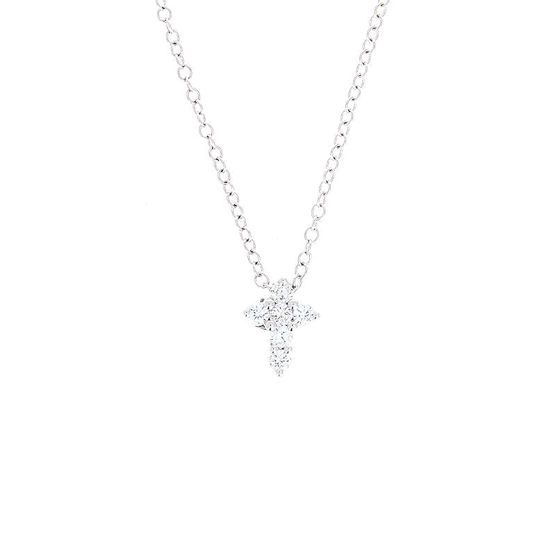 Ladies 14kt White Gold 0.11cts Diamond Cross Necklace