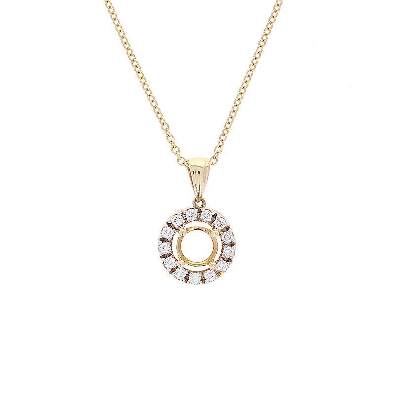 Ladies 14kt Yellow Gold 0.13cts Diamond Halo Pendant Setting