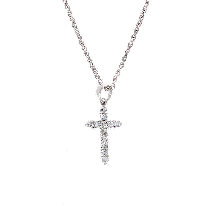 Ladies 14kt White Gold 0.23cts Diamond Cross Pendant