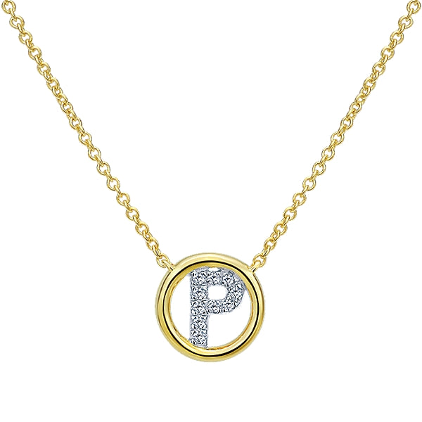 Ladies 14kt Yellow Gold 0.06cts Diamond Initial Pendant