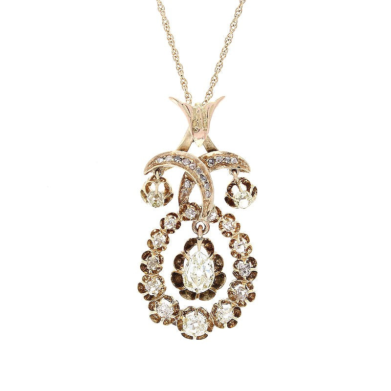 Ladies 14kt Yellow Gold 0.75cts Diamond Victorian Necklace Circa 1860