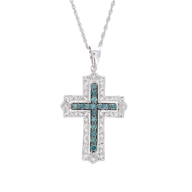 Ladies 14kt White Gold 0.44cts Diamond Cross Pendant