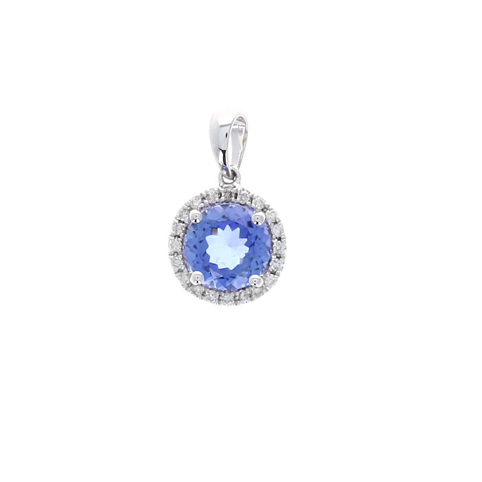 Ladies 14kt White Gold 1.53ct Tanzanite and Diamond Pendant