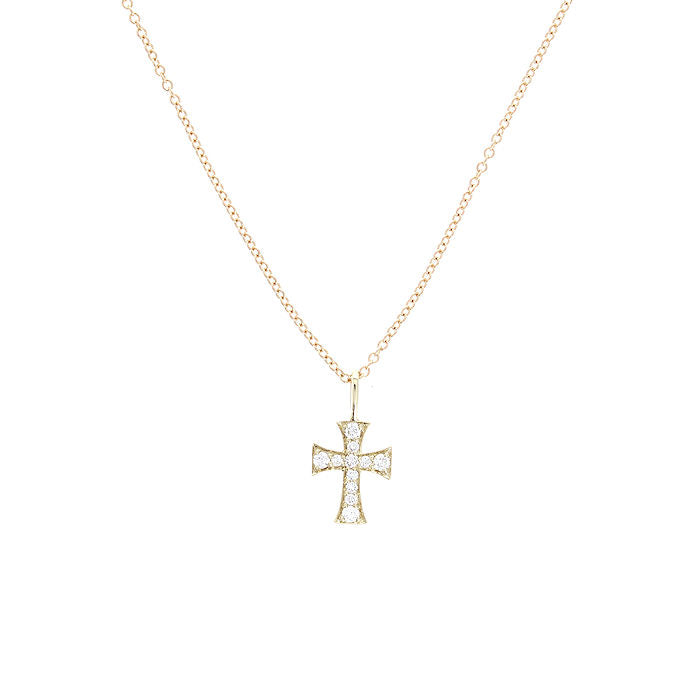 Ladies 14kt Yellow Gold 0.12cts Diamond Cross Pendant