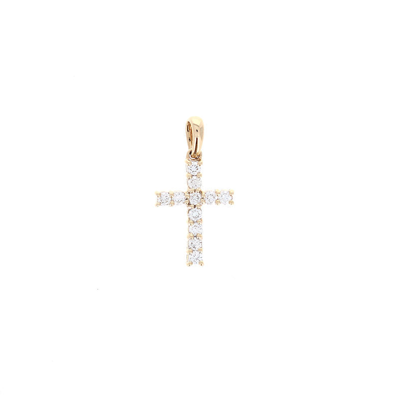 Ladies 14kt Yellow Gold 0.34cts Diamond Cross Pendant
