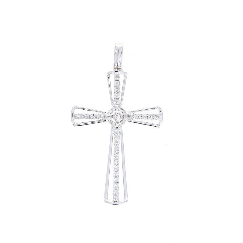Ladies 14kt White Gold 0.25cts Diamond Cross Pendant