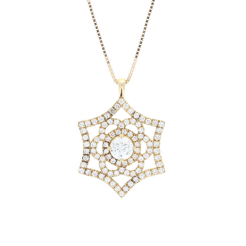 Ladies 14kt Yellow Gold 1.19ct Diamond Open Star Pendant