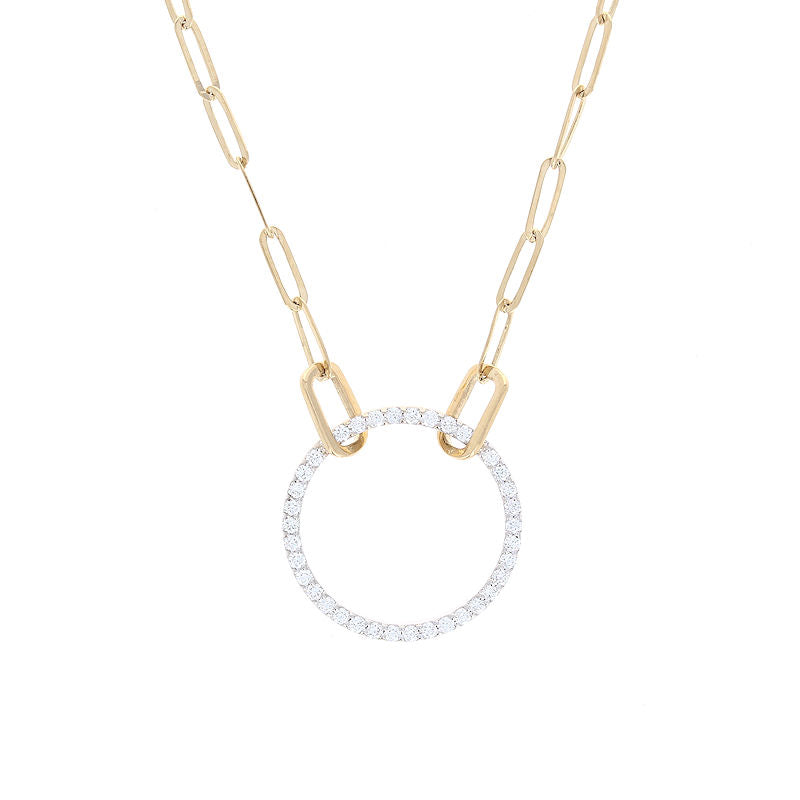 Ladies 18kt Yellow and White Gold 0.32cts Diamond Circle Pendant by Simon G