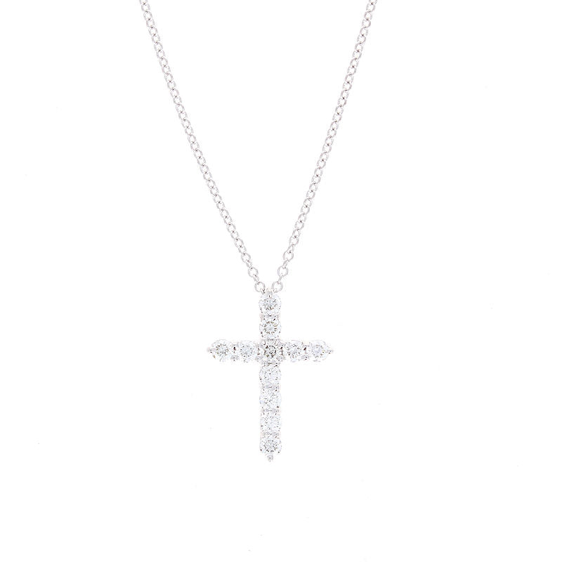Ladies 14kt White Gold 0.42cts Diamond Cross Pendant