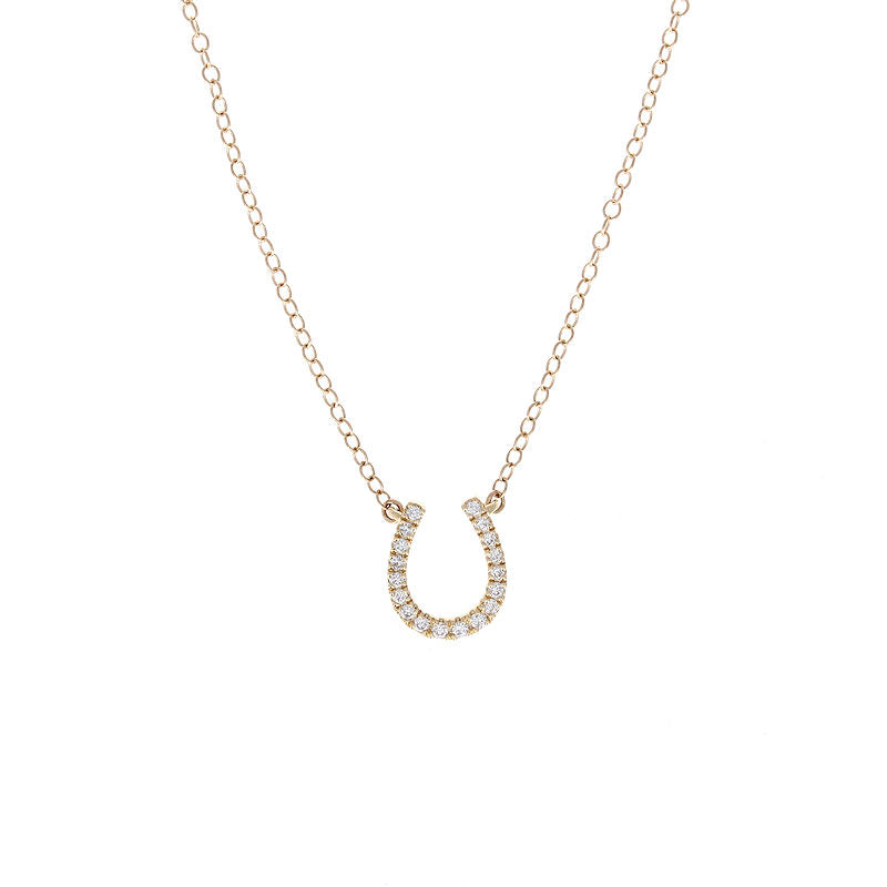 Ladies 14kt Yellow Gold 0.10cts Diamond Horseshoe Pendant